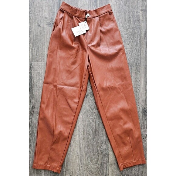 By Egreis Alliyah Womans Pants Size Small Faux Leather 100% PU Congac Color - Picture 1 of 5